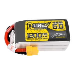 باتری Tattu R-Line Version 5.0 1200mAh 6S 150C LiPo XT60 | باتری حرفه‌ای FPV