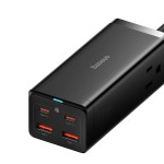 شارژر و چندراهی برق سوپر فست شارژ 100 وات با کابل تایپ‌سی 100 وات یک متری بیسوس Baseus GaN3 Pro Desktop 2AC+2U+2C 100W PSZM000301