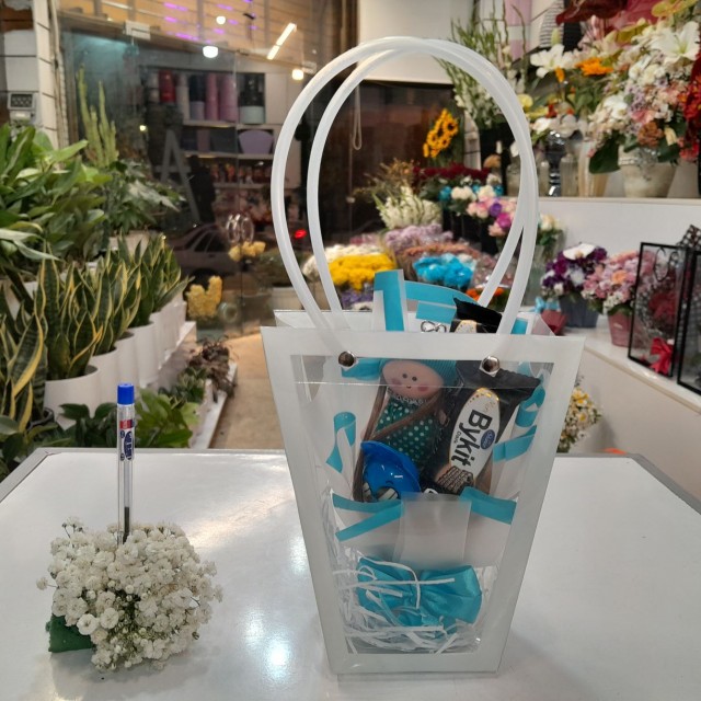 پک اقتصادی ولنتاین با گل و عروسک کد B2 برند آنایو