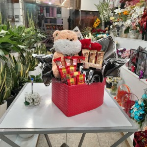 پک لاکچری ولنتاین با گل و عروسک کد C20 برند آنایو