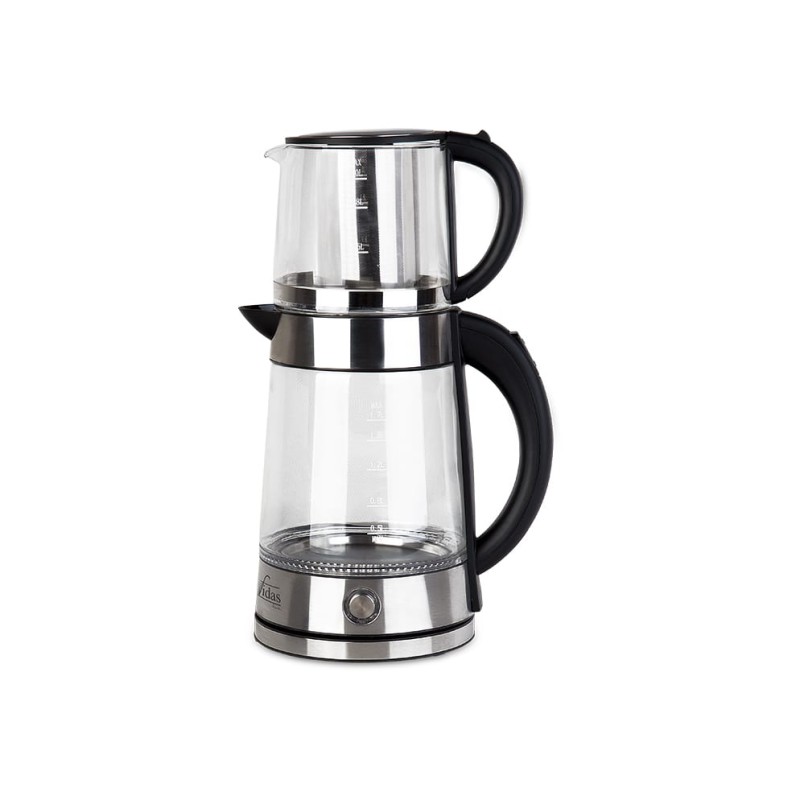 چای ساز ویداس مدل VIR-2079 ظرفیت ۲ لیتر با کتری شیشه‌ای