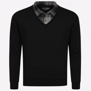 پلیور یقه برگردان طرح دار مخمل سلانیک