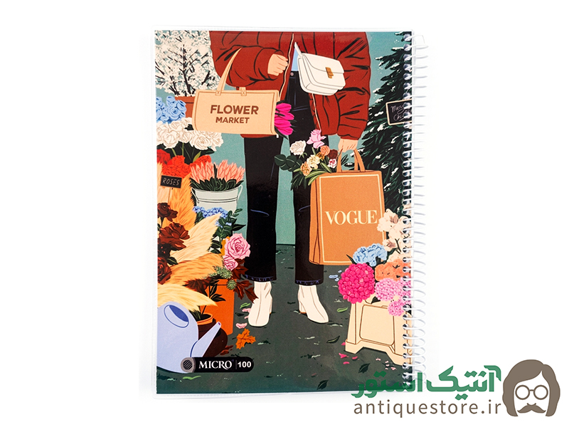 دفتر 100 برگ سیمی مجلد میکرو ( طرح گل فروشی )
