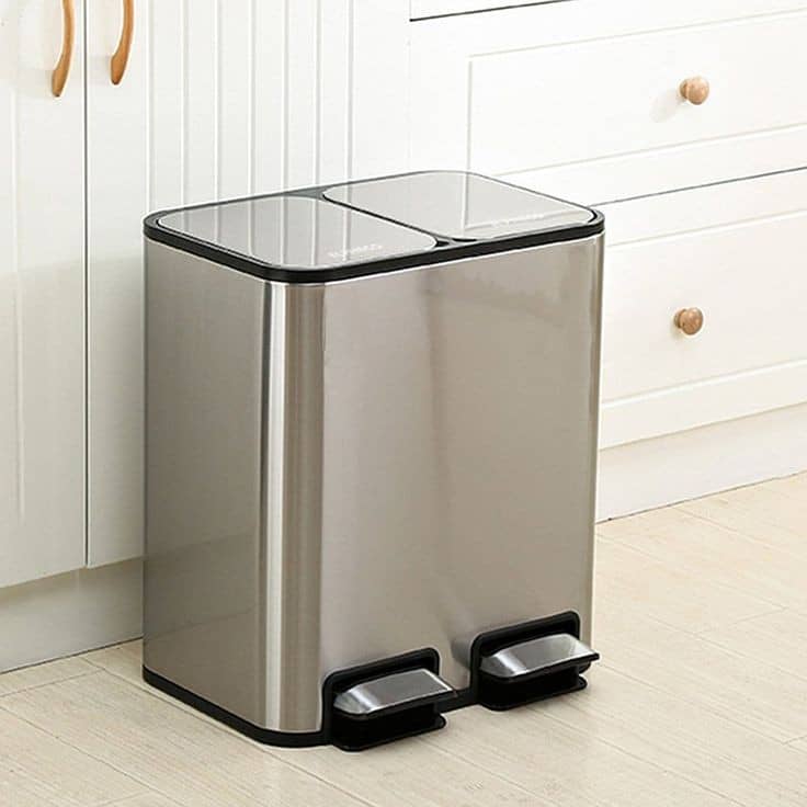 سطل زباله دوقلو استیل 12x2 لیتری