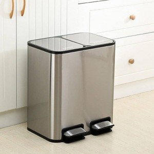 سطل زباله دوقلو استیل 12x2 لیتری