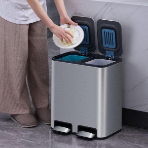 سطل زباله دوقلو استیل 12x2 لیتری