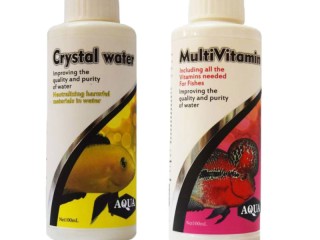 محلول شفاف کننده آب آکواریوم آکوا مدل MM100 حجم 100 میلی لیتر به همراه محلول مولتی ویتامین