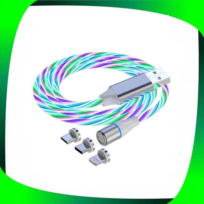 کابل شارژ  مغناطیسی USB به MicroUSB / USB-C / لایتنینگ مدل 1x3 LED طول 1 متر