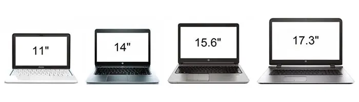 اندازه های مختلف لپ تاپ