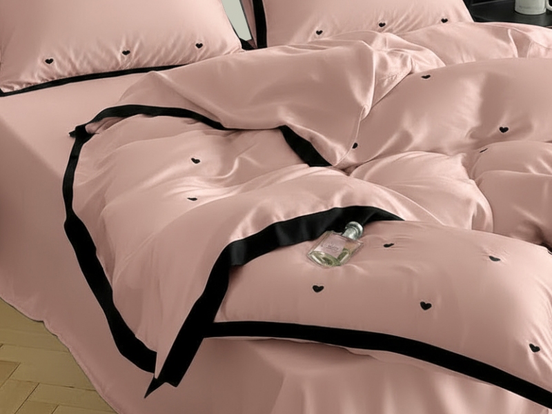 ست لحاف کاوردار یکنفره تمام گلدوزی پینترستی طرح قلب-رنگبندی