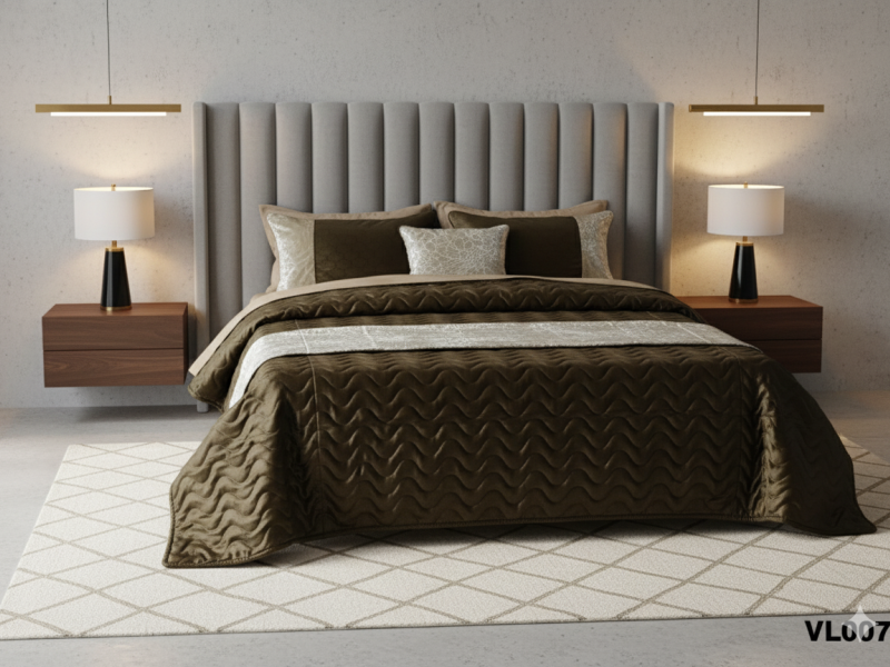 ست روتختی مخمل هفت تکه دونفره با شال-رنگبندی