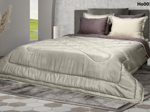 ست لحاف روتختی هتلی یکنفره 4 تکه کرم-کالباسی