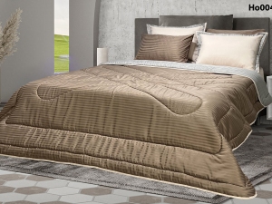 ست لحاف دونفره شش تکه هتلی  کالباسی-کرم روشن