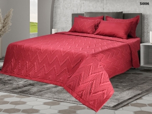 ست روتختی بهاره ساده پنبه‌دوزی یکنفره براش زرشکی Si006