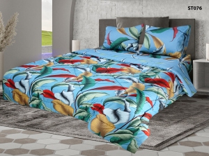 ست لحاف دونفره ساتین شش تکه کد ST076- آبی هاوایی