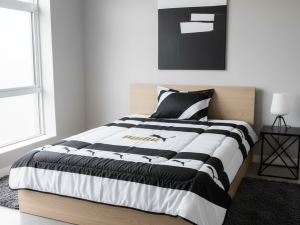 ست لحاف یکنفره سه تکه طرح برند تمام گلدوزی و تکه دوزی