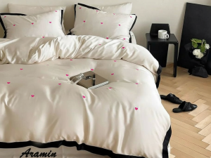 ست و نیم ست کاور(فقط کاور-بدون لحاف) لحاف یکنفره تمام گلدوزی پینترستی طرح قلب-رنگبندی