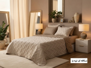 ست روتختی بهاره ساده پنبه‌دوزی دونفره 6 تکه-رنگبندی قابل انتخاب