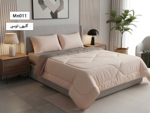 ست لحاف دونفره چهارتکه میکرو طرح منحنی-رنگبندی کامل