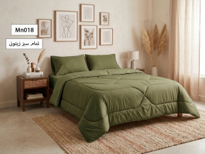 ست لحاف دونفره چهارتکه میکرو طرح منحنی-رنگبندی کامل