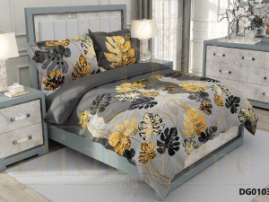 ست لحاف دونفره شش تکه دیجیتال DG0103 برگ هاوایی توسی طلایی