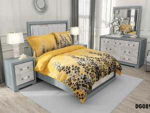 ست لحاف دونفره شش تکه دیجیتال DG089 زرد نارنجی برگ