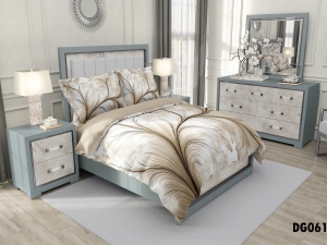 ست لحاف دونفره شش تکه دیجیتال DG061 درخت سفید طلایی