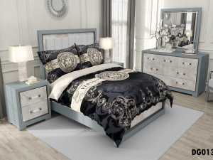 ست لحاف دونفره شش تکه دیجیتال DG013 ورساچه مشکی