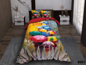 ست لحاف یکنفره چهار تکه دیجیتال DG014 چتر آبرنگی