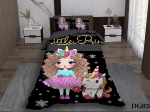 ست لحاف یکنفره چهار تکه دیجیتال DG026 دختر یونیکورنی