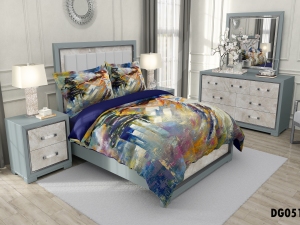 ست لحاف یکنفره چهار تکه دیجیتال DG051 آبرنگی