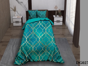 ست لحاف یکنفره چهار تکه دیجیتال DG027 سبزآبی