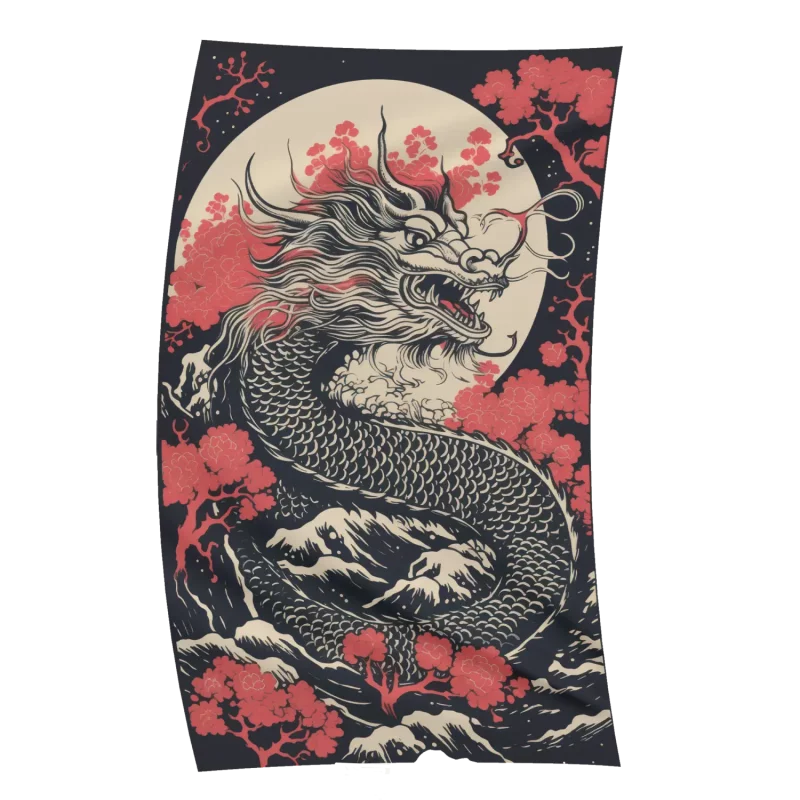 بک دراپ پارچه ای اژدهای چینی کد 02