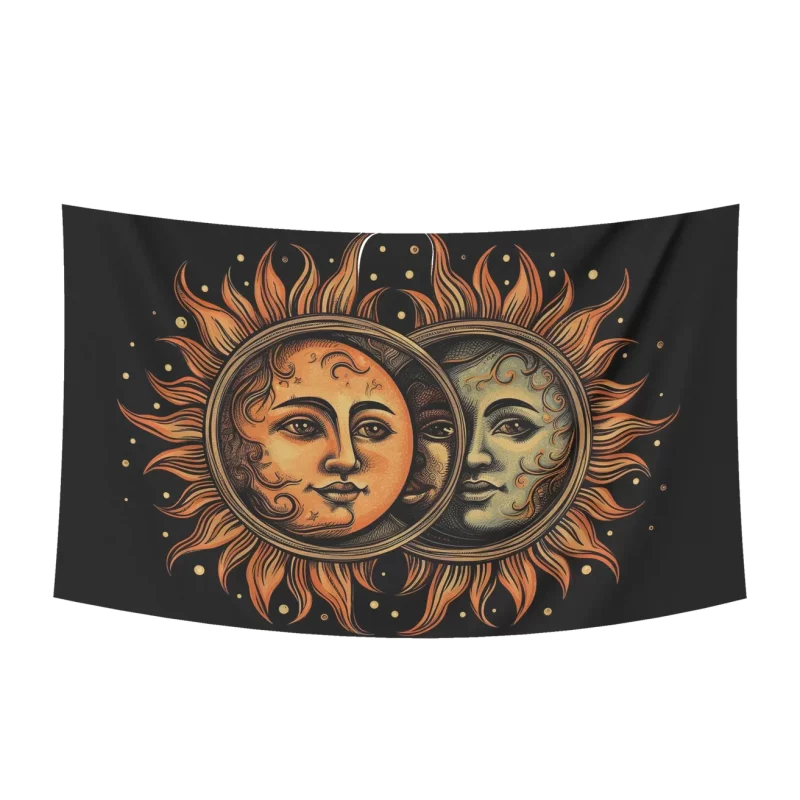 بک دراپ پارچه ای طرح ماه و خورشید مدل 02