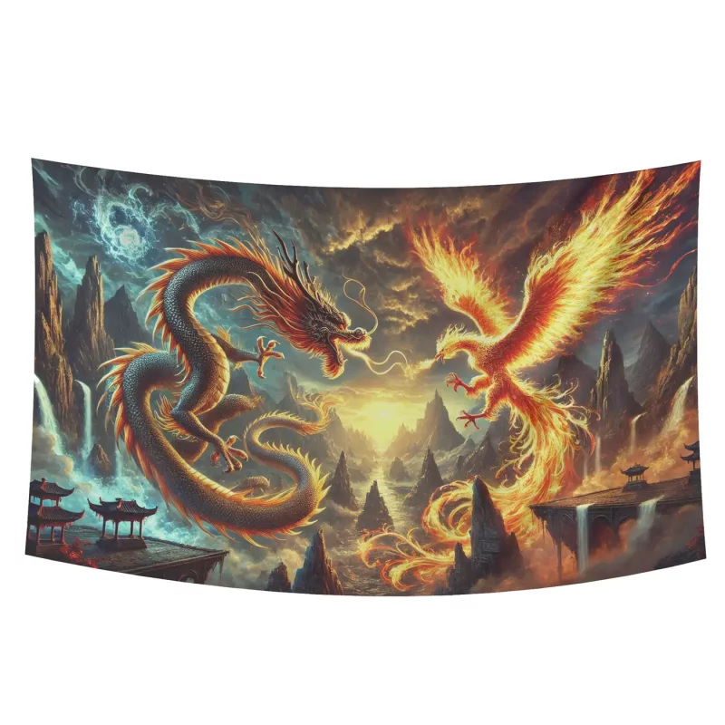 بک دراپ پارچه ای نبرد اژدها و ققنوس