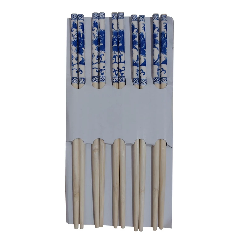 چاپستیک چوب بامبو طرح سوسن آبی