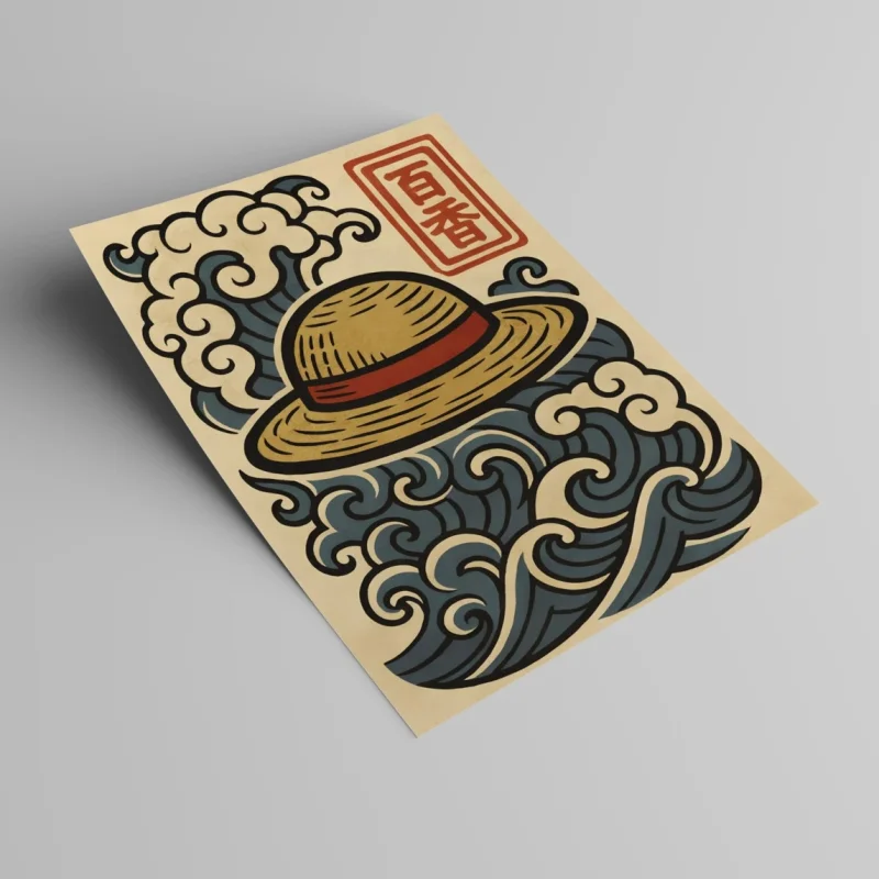 پوستر وینتیج کلاه حصیری لوفی