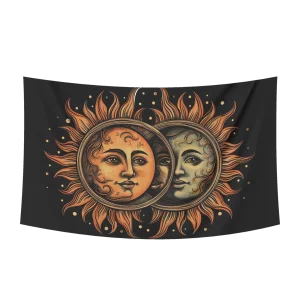 بک دراپ پارچه ای طرح ماه و خورشید مدل 02