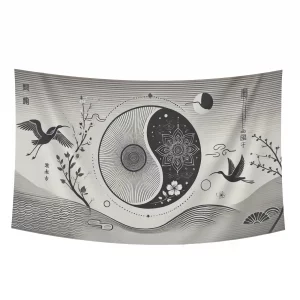 بک دراپ پارچه ای طرح یین و یانگ