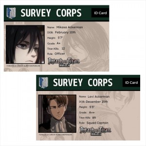 آی دی کارت انیمه اتک آن تایتان میکاسا و لیوای