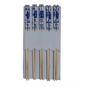 چاپستیک چوب بامبو طرح سوسن آبی