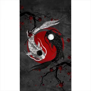 بک دراپ پارچه ای طرح یین و یانگ ماهی‌ها