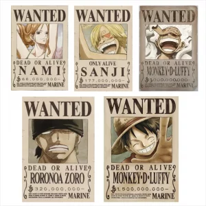 پک پوستر پارچه ای وانتد وان پیس 5 تایی