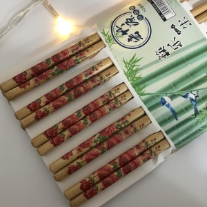 چاپستیک چوب بامبو طرح رز