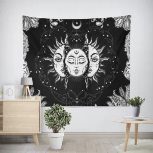 پوستر پارچه‌ای تبتی ماه و خورشید