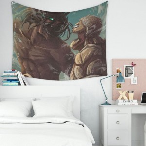 بک دراپ پارچه ای انیمه  اتک آن تایتان مدل نبرد تایتان ارن یگر و تایتان زرهی