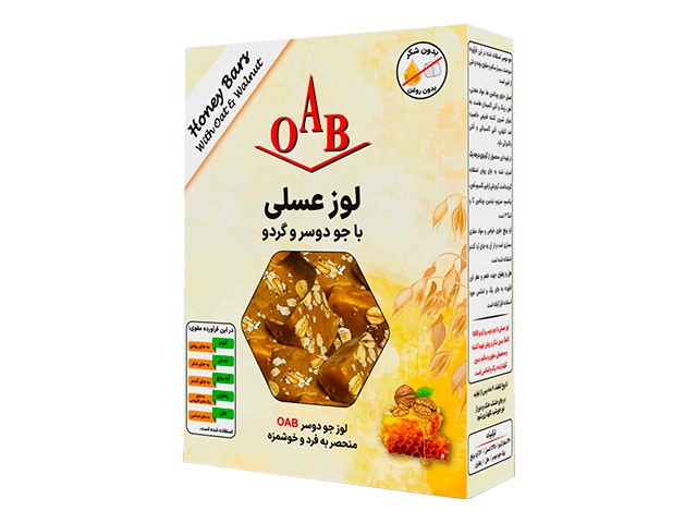 لوز عسلی با جو دوسر و گردو 150 گرمی اُ آ ب