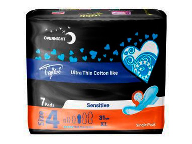 نوار بهداشتی بالدار خیلی نازک ویژه شب تافته بسته 7 عددی