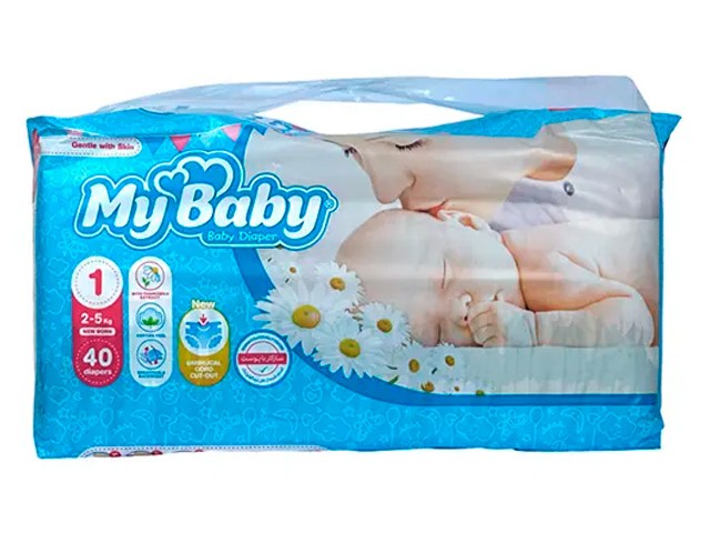 پوشک آبی سایز 1 اکو مای بی بی بسته 40 عددی