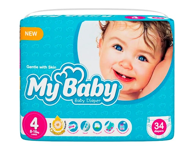 پوشک آبی سایز 4 اکو مای بی بی بسته 34 عددی